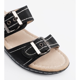 Shelvt Chinelos de mulheres negras com fivelas preto 1