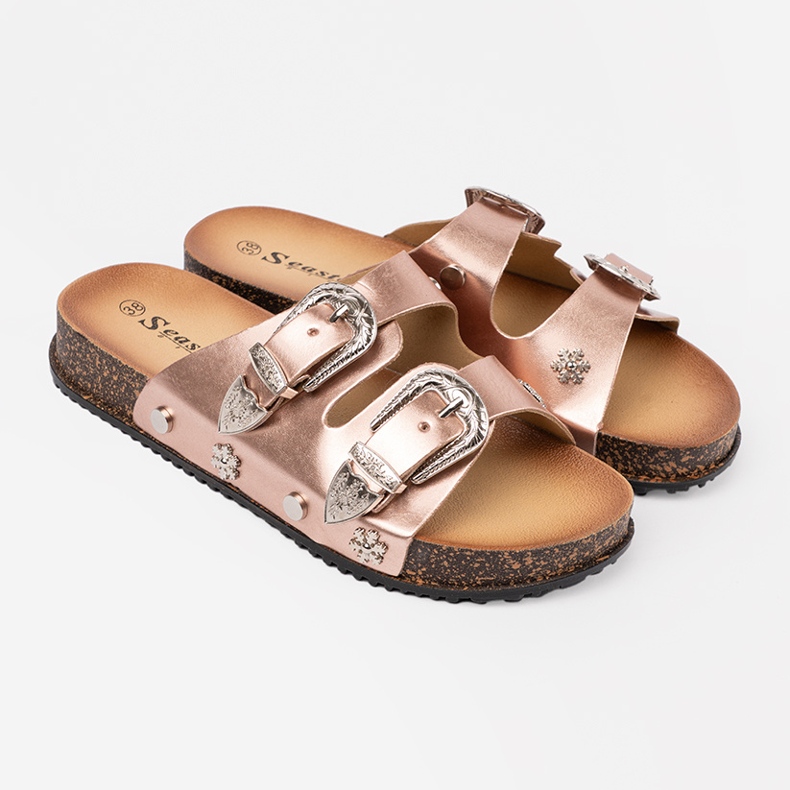 Seastar Chinelos de cor de ouro rosa feminino 1