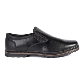 Sapatos masculinos escorregaram preto 1