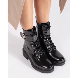 Botas envernizadas pretas trabalhadoras femininas preto 1