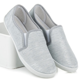 Slip em tênis com fio prateado cinza 2