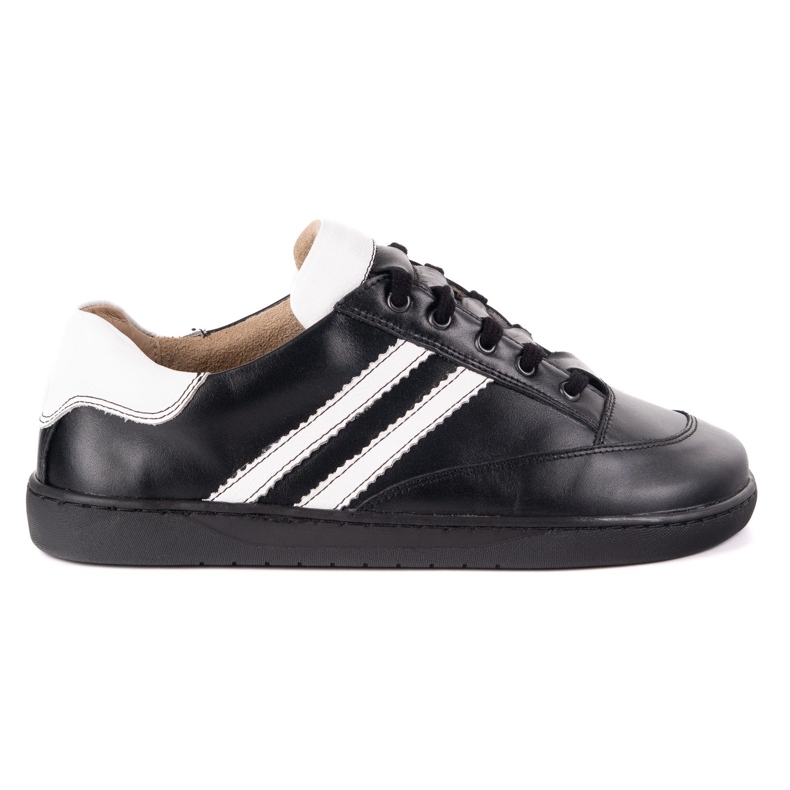 Sneakers descalço mulheres, sapatos de couro preto Olivier com branco 2