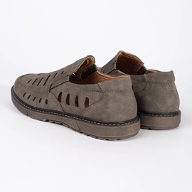 Mocassins slip-on masculinos com aberturas castanho 1