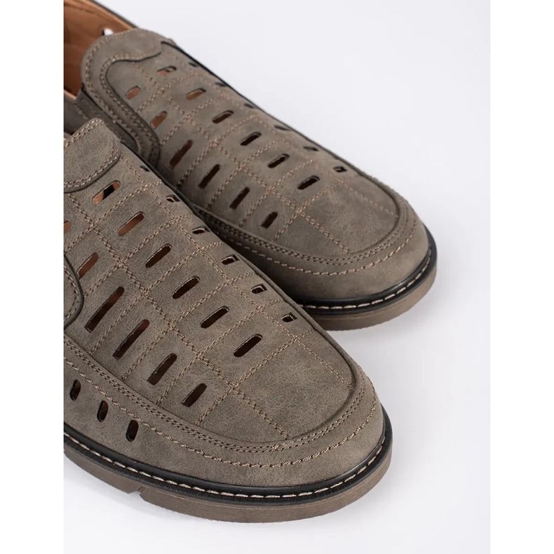 Mocassins slip-on masculinos com aberturas marrom 2