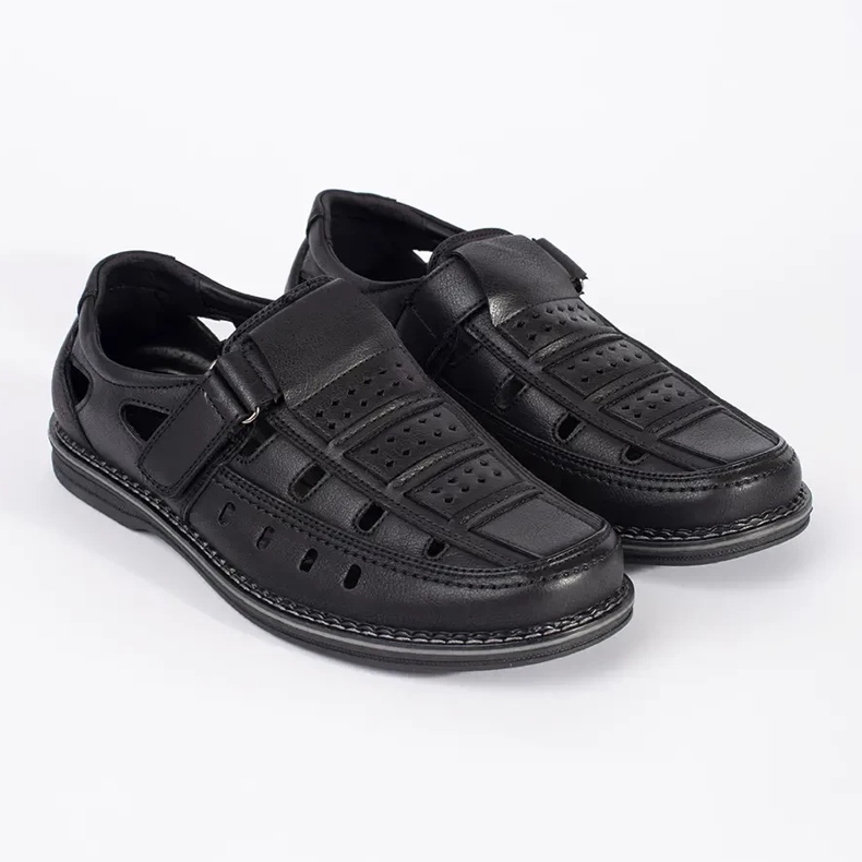 Sapatos de abertura masculina negra preto 2
