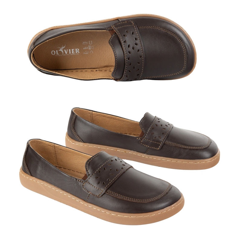 Olivier Passados ​​Barefoot Feminino com um amplo polimento frontal marrom escuro 2