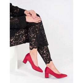 Goodin Bombas femininas de camurça vermelha vermelho 2