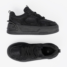 Tênis femininos com renda preta preto 2