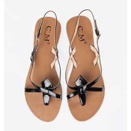 Sandálias planas pretas preto 1