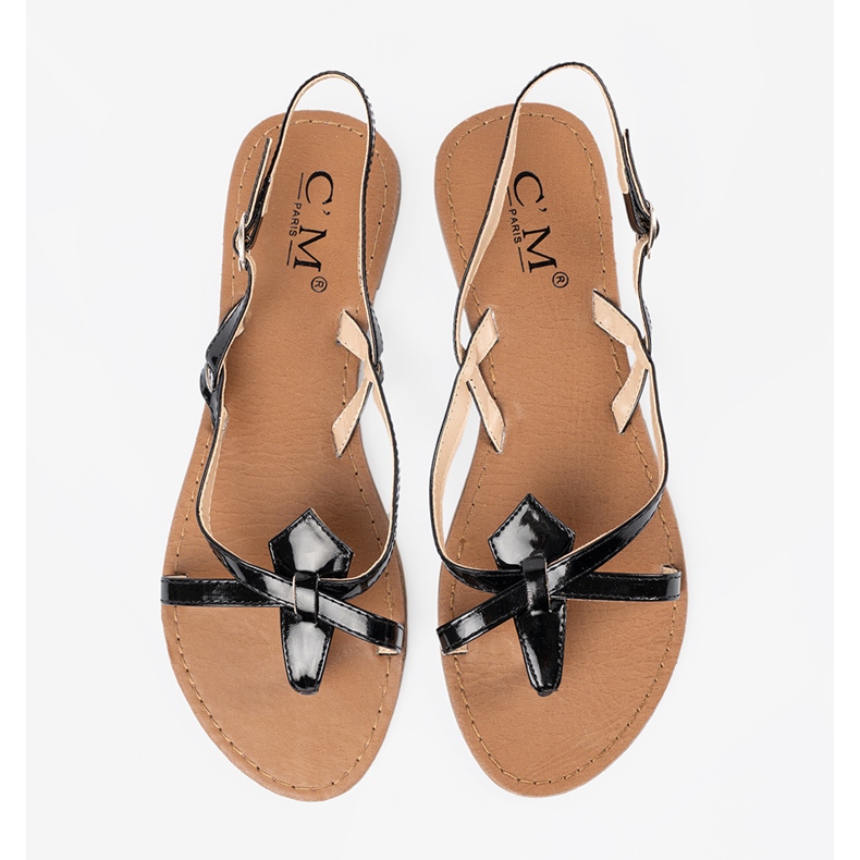 Sandálias planas pretas preto 1