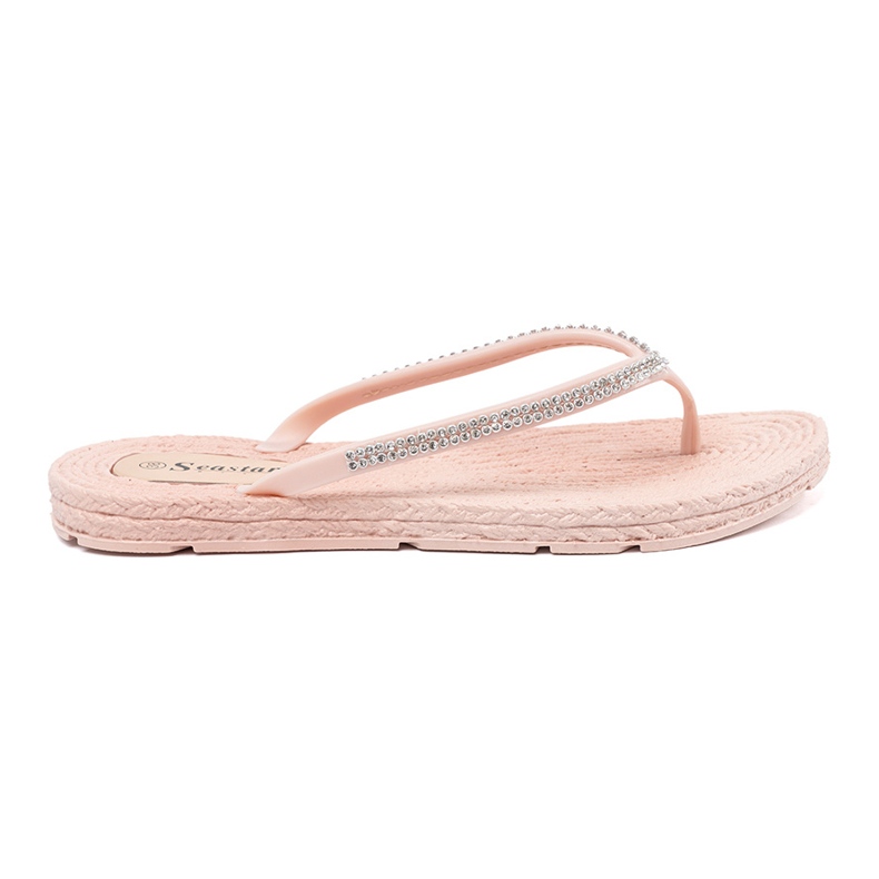 Seastar Flip -flops rosa claro com zircões 2