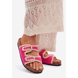 Crochet flechas femininas com fivelas douradas fúcsia rosa 1 Crochet flechas femininas com fivelas douradas fúcsia rosa 1
