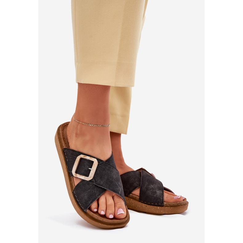 Chinelos femininos com inblu ed000025 fivela preta preto 1 Chinelos femininos com inblu ed000025 fivela preta preto 1