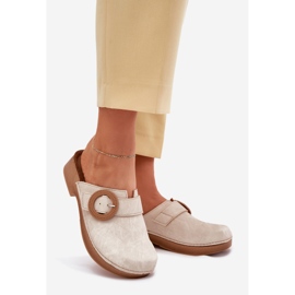 Inblu Slippers femininos com fivela de feminino bege 1