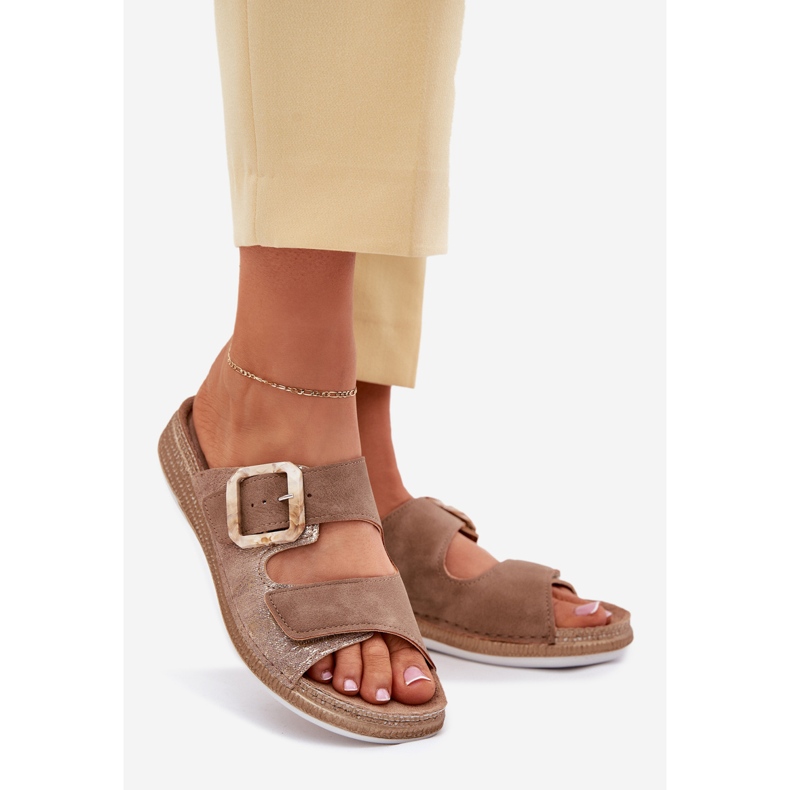 Flip feminino com fivela e velcro inblu mk000013 marrom castanho 1 Flip feminino com fivela e velcro inblu mk000013 marrom castanho 1