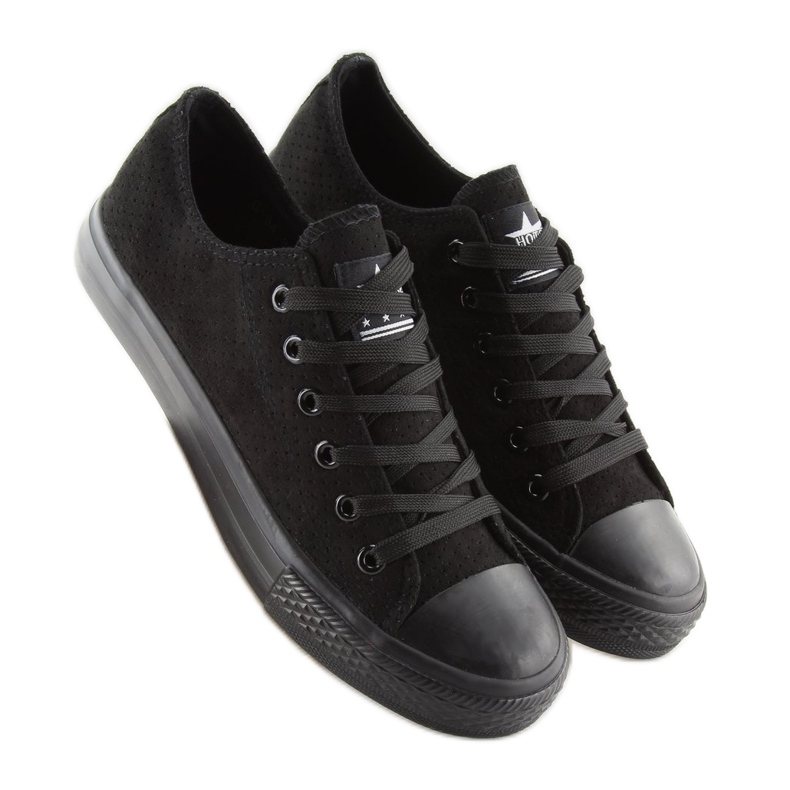 Tênis feminino de camurça preta G-94 preto 1