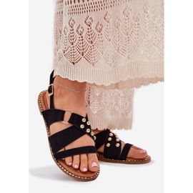 Sandálias femininas de grama plana com preto 1 Sandálias femininas de grama plana com preto 1