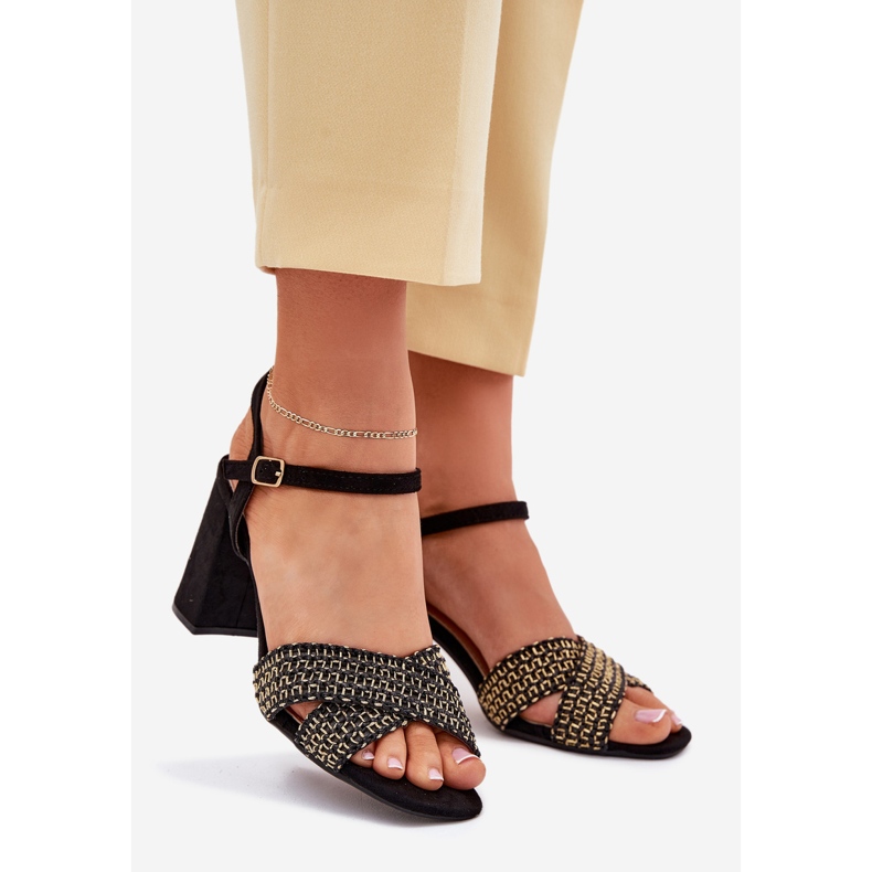 Sandálias femininas de salto alto pretas preto 1