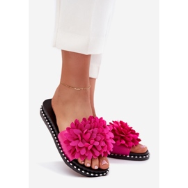 Flips femininos decorados com flores de fúcsia rosa 1