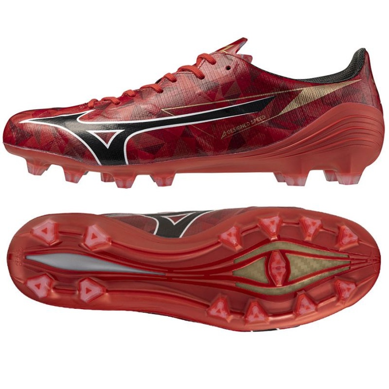 Mizuno Alfa II Elite FG P1GA256260 Sapatos de futebol vermelho 1