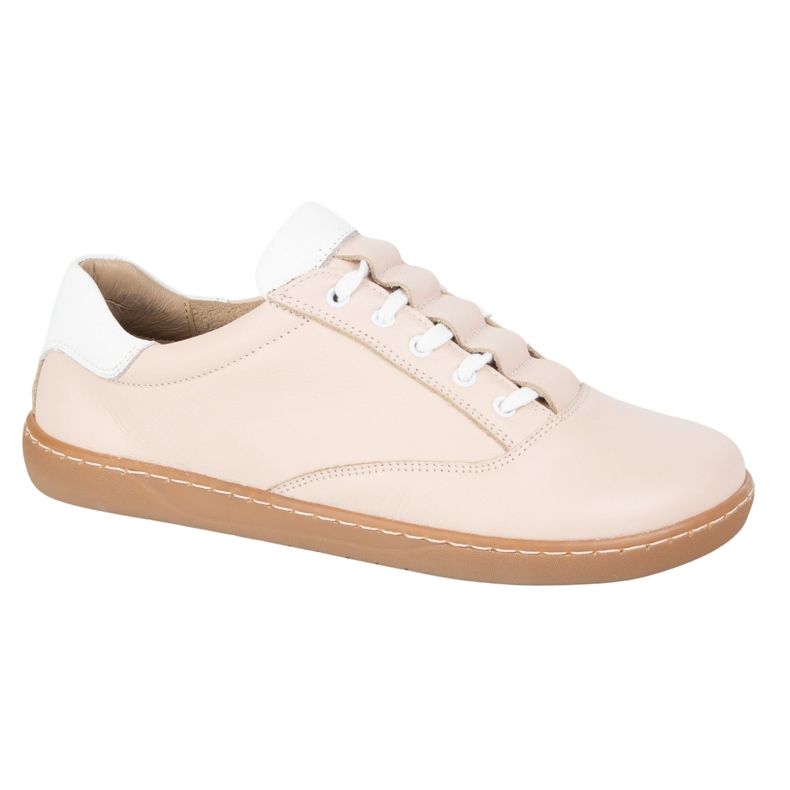 Sneakers descalço Maja Olivier feminina - sapatos de couro anatômico em pó rosa 1