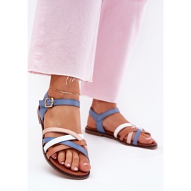 Sandálias femininas com Sergio Leone SK090H Blue Strips azul 2