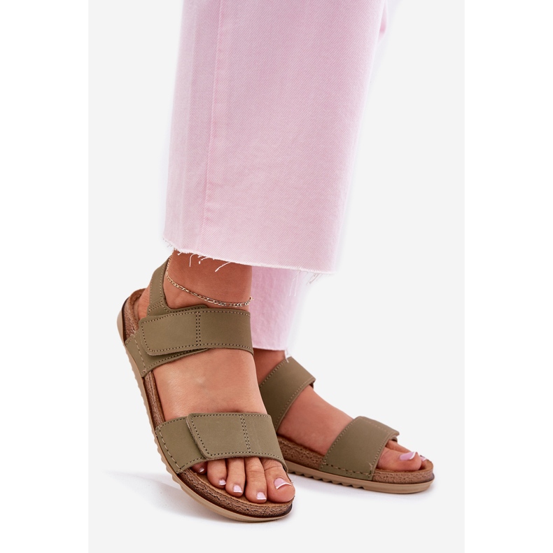 Sandálias de couro feminino Inblu aa0001ki verde 1