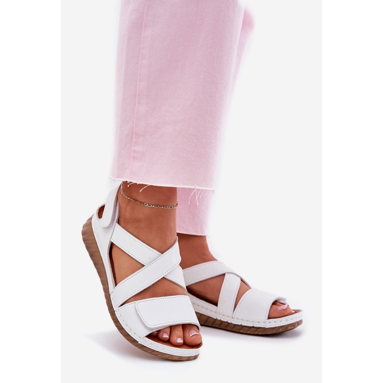 Sandálias de couro feminino maciejka l6848-11 branco 1