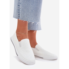 Tênis femininos de couro eco com a inscrição branca branco 1