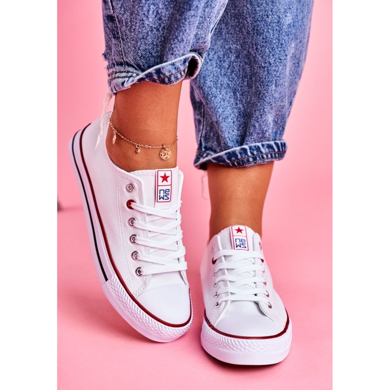 News Tênis feminino de tecido, branco 3