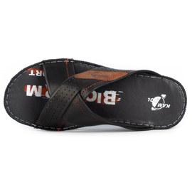 Kampol Chinelos de pele de homem 216KAM preto 6