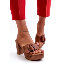 Chinelos femininos de salto alto com fivela, marrom Betinna castanho 3 Chinelos femininos de salto alto com fivela, marrom Betinna castanho 3