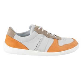 Sapatos de couro descalço Olivier 1773pol - cinza minimalista leve com tênis laranja 1