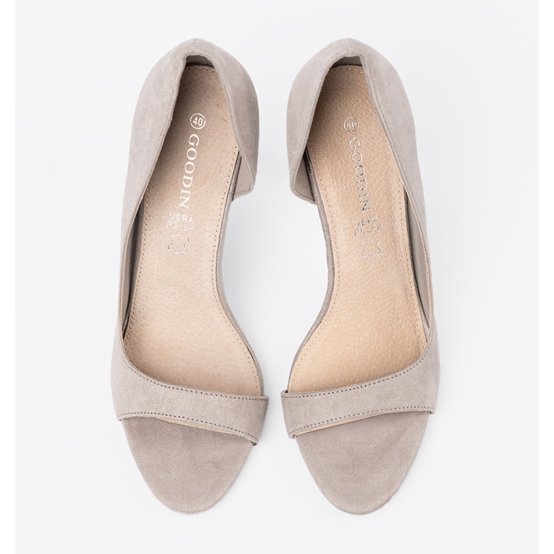 Goodin Bombas de camurça cinza com dedos nus 1