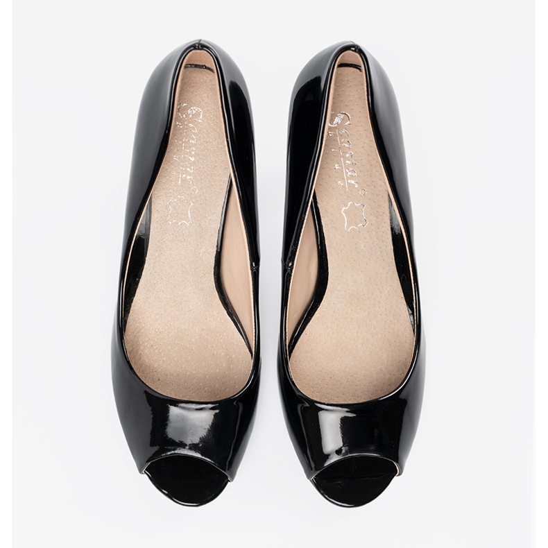 Seastar Bombas envernizadas pretas com dedos nus preto 1