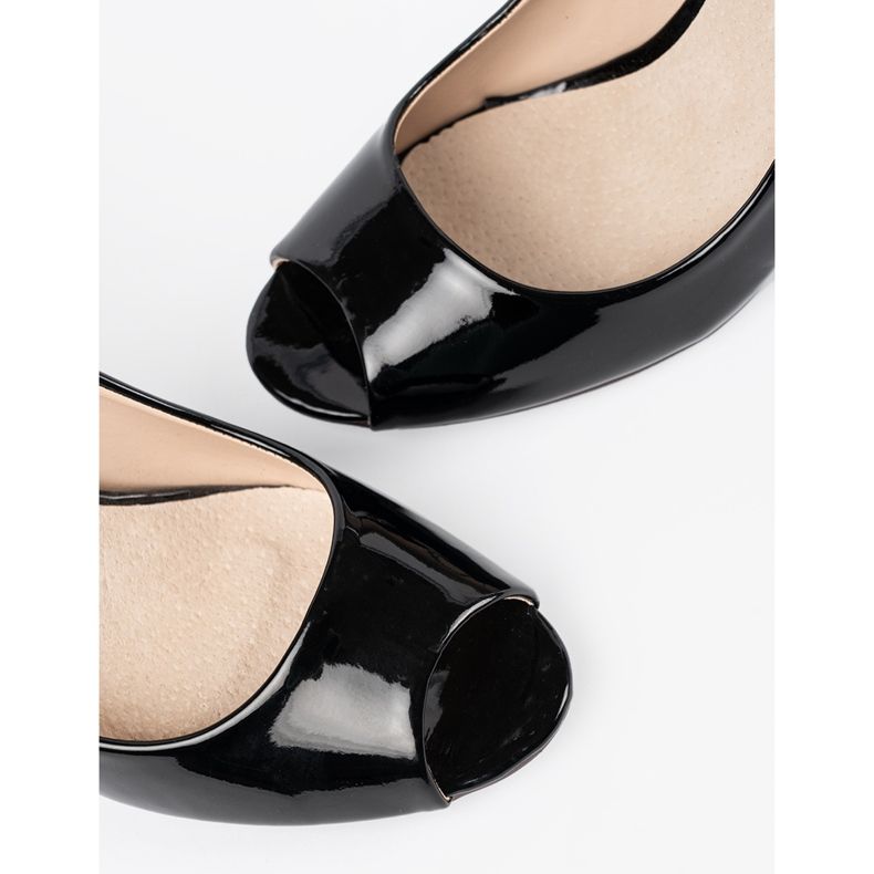 Seastar Bombas envernizadas pretas com dedos nus preto 2