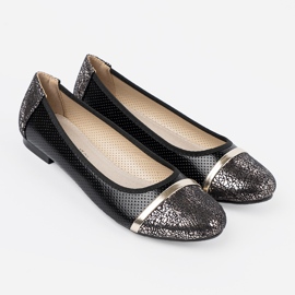 Goodin Bailarinas pretas com decorações douradas preto 1