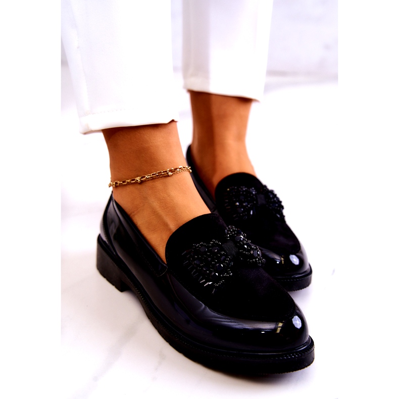 S.Barski Mocassins de lafefer envernizado feminino preto 5