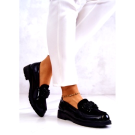 S.Barski Mocassins de lafefer envernizado feminino preto 2