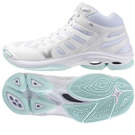 Tensão de onda mizuno 2 mid v1gc246545 tênis de vôlei branco 1
