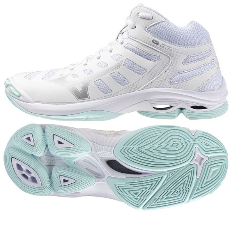Tensão de onda mizuno 2 mid v1gc246545 tênis de vôlei branco 1