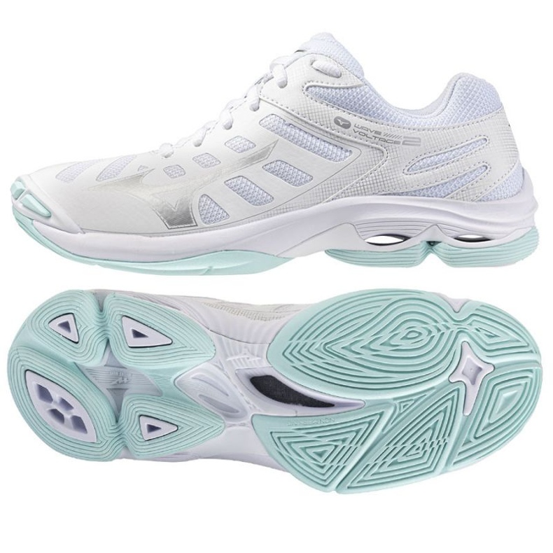 Tensão de onda Mizuno 2 V1GC246045 Sapatos de vôlei branco 1