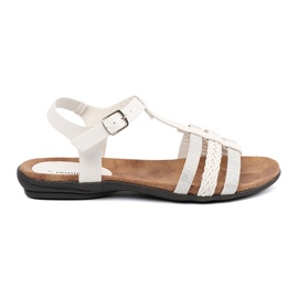 Goodin Sandálias femininas brancas com listras decoradas 1