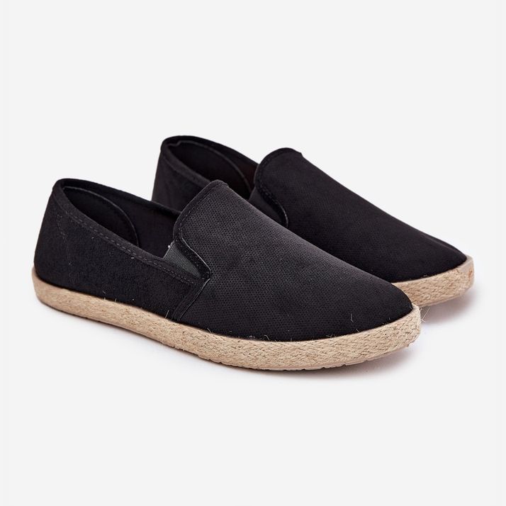 Tênis masculinos de alpargelas com Eco Suede Black preto 2