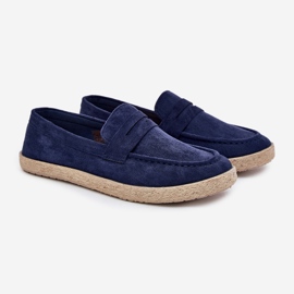 Mocas masculinos com Braid Navy Blue azul 1 Mocas masculinos com Braid Navy Blue azul 1