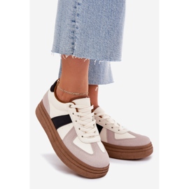 Tênis feminino com plataforma, bege 1