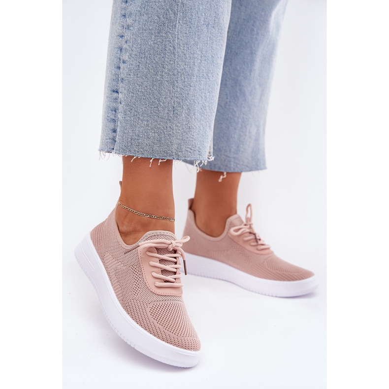 Material Sapatos esportivos deslizados na plataforma rosa feminina 2