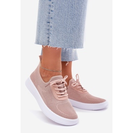 Material Sapatos esportivos deslizados na plataforma rosa feminina 1