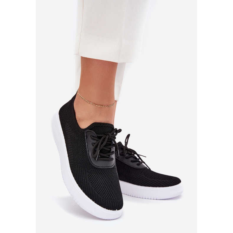 Material Sapatos esportivos deslizados na plataforma Black feminino preto 1