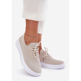 Material Sapatos esportivos deslizados na plataforma bege feminina 1